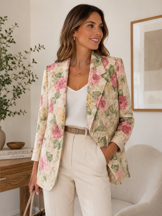 Leslie Fay Jackets & Blazers - Leslie Fay Sportswear Vintage Floral Blazer Size 8 Cottagecore Garden Party